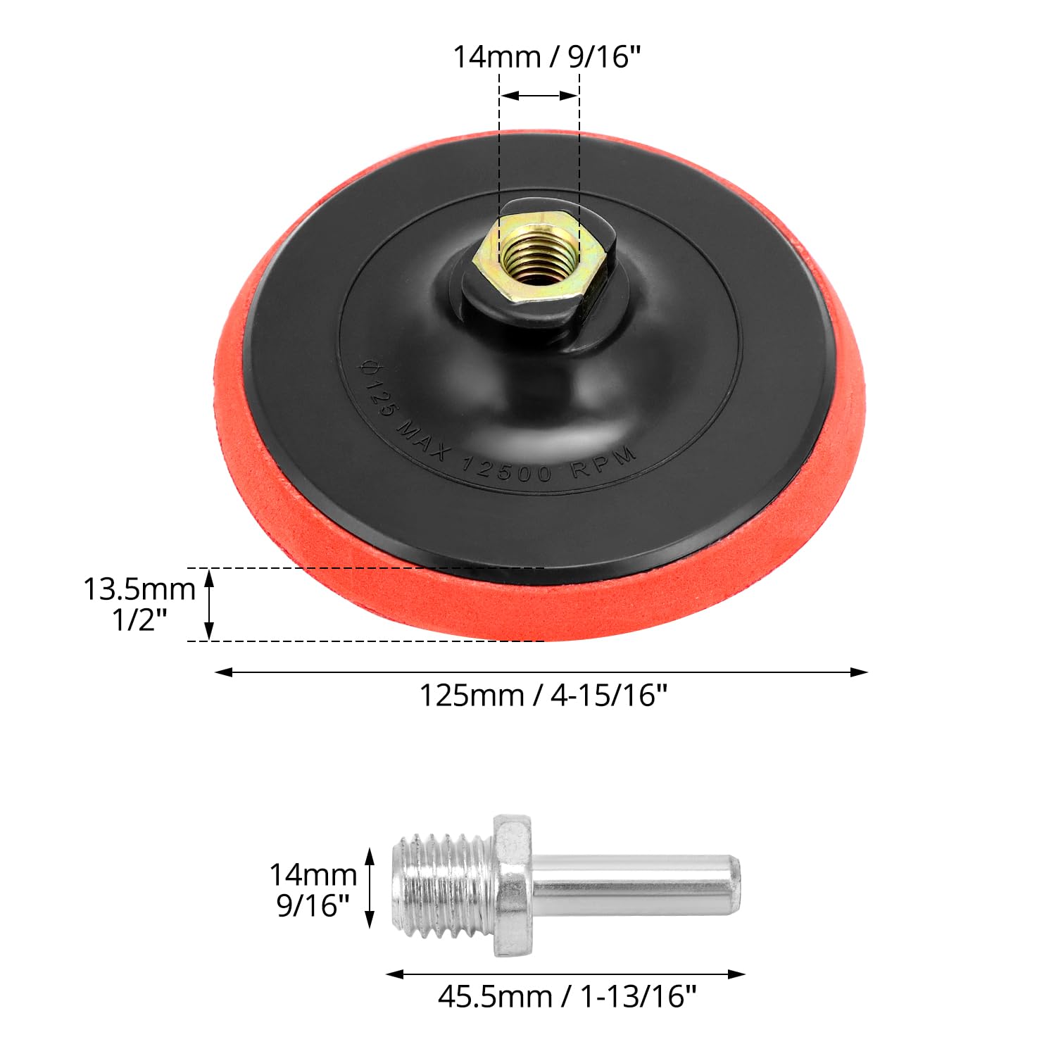 QWORK® 4 pezzi M14 125 mm platorello con gancio e anello, inclusa biella M14
