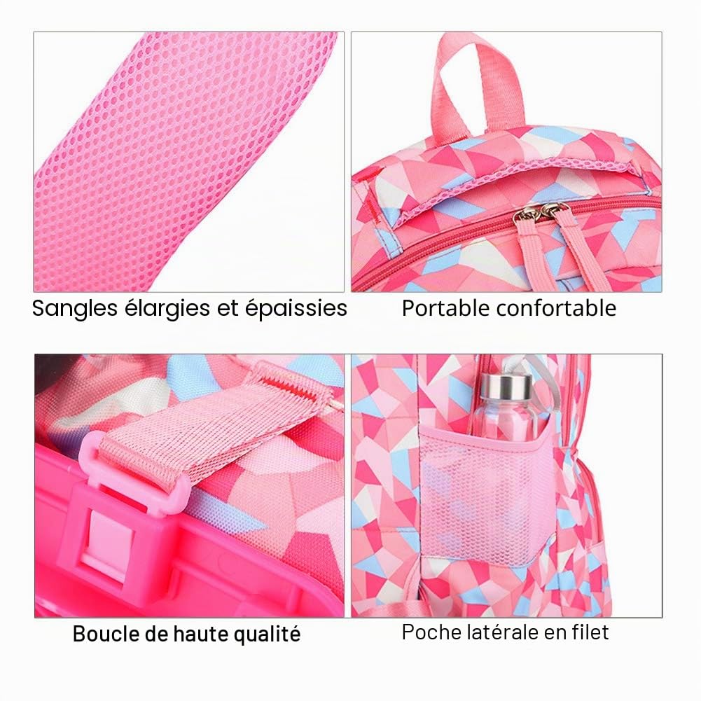 Sac à Dos avec Roulettes, Femmes Trolley Bag Scolaire Cartable à Roulettes pour Filles
