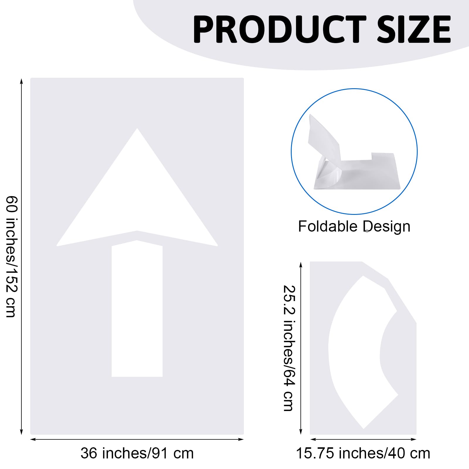 Feifeiya 152,4 x 91,4 cm Gehweg-Schablonen-Set, gerade und drehbar, Kombi-Pfeil-Set, faltbare Parkplatz-Schablonen, wiederverwendbar, gerade Kurven-Pfeil-Schablone für Parkplatz und Pflasterlinien