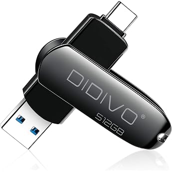 USB Memory, 512GB, Type C Flash Drive, Compatible with Smartphones, Tablets, and PCs, USB 3.0, High Speed Data Transmission, USB Memory, Lack of Capacity, Double-Sided Smartphone Memory, Zinc Alloy Body, 360  Rotation, USB 3.0 Compatible, Type-C & Type-A Dual Connector