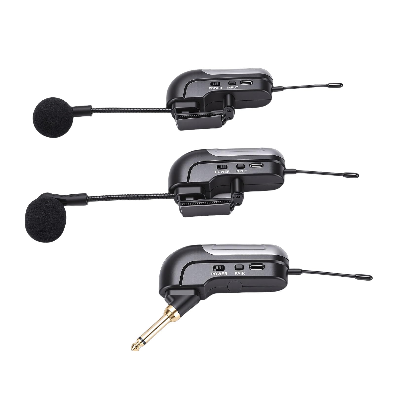 Jectse Microfono Wireless per Fisarmonica UHF, Pickup a 360 Gradi Suono Chiaro, Raggio D'azione di 30 M, Durata della Batteria di 6 Ore, con Ricevitore, per Spettacoli Sul Palco Ed