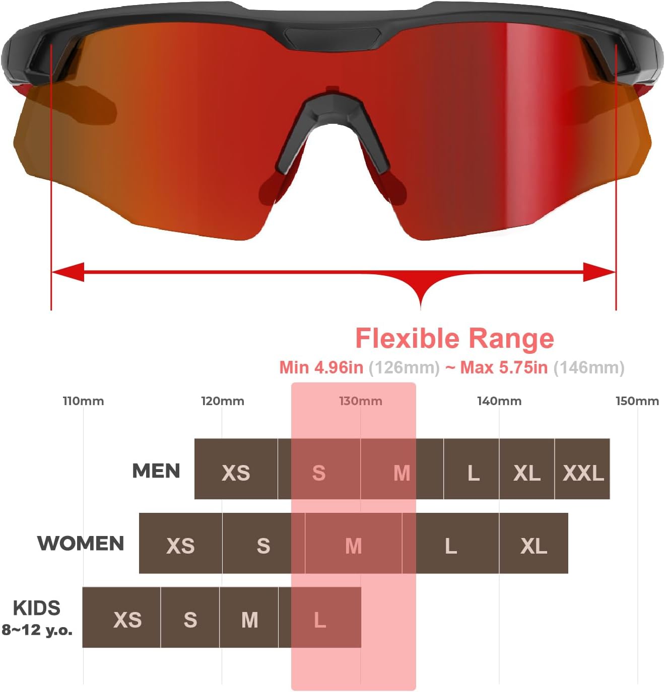 Wrap Around Small Baseball Sunglasses for Youth Kids Women Running Cycling Outdoor Sports Shades Padel Beach Tennis
