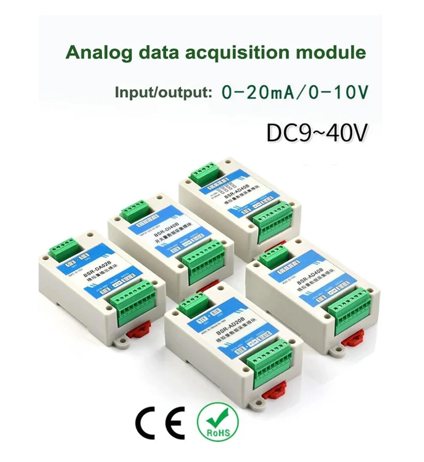 BSR Series Di/Do / 0-20mA / 0-10V / Pt100 / Termopara do RS485 Modbus RTU Moduł
