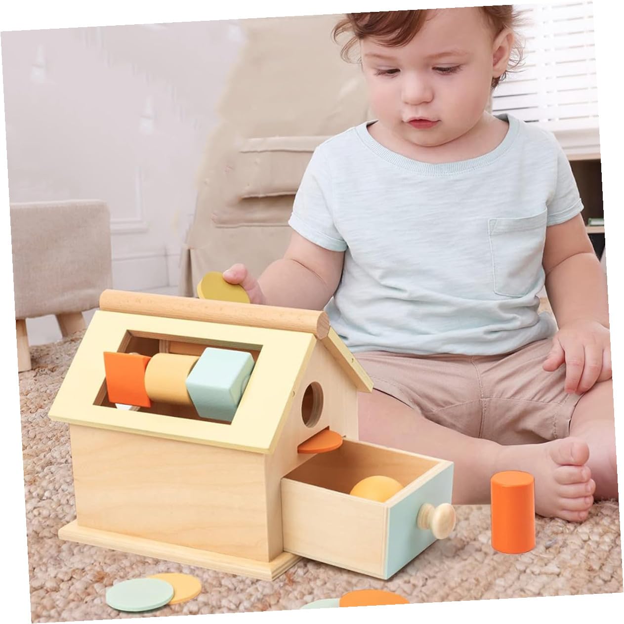 Juguete Montessori de Madera para Niños, Entrenamiento de Coordinación Mano-Ojo y Pensamiento Lógico, Adecuado para Educación Temprana y Desarrollo Preescolar