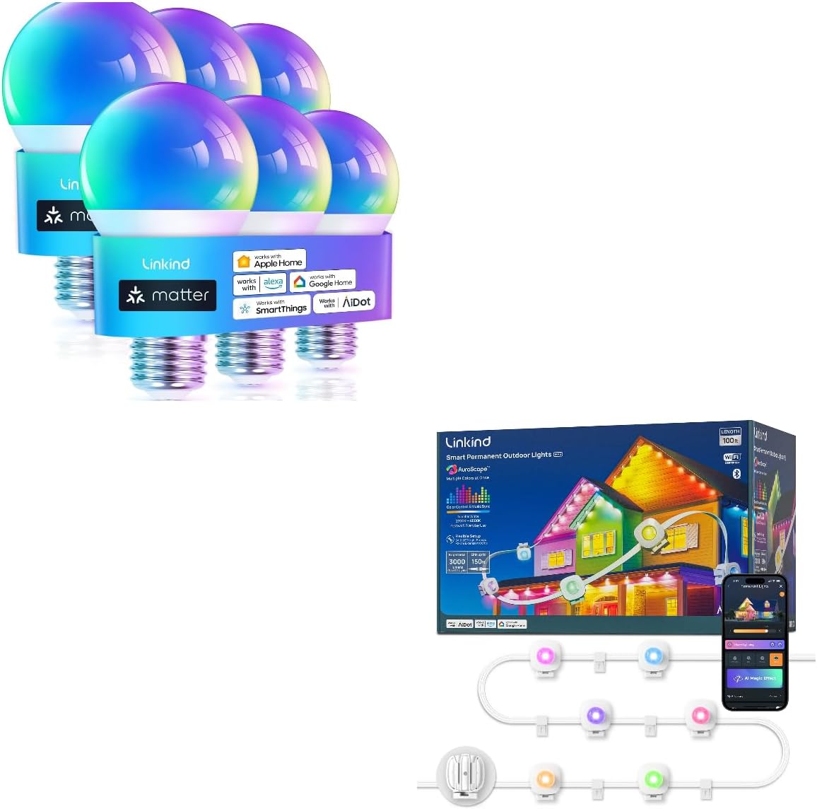 Linkind Smart Light Bulbs with Remote Control, Smart Bulb that Compatible with Alexa & Google Home, Permanent Outdoor Lights HP5, APP Control Landscape Lighting for Yard, Garden, Pathway