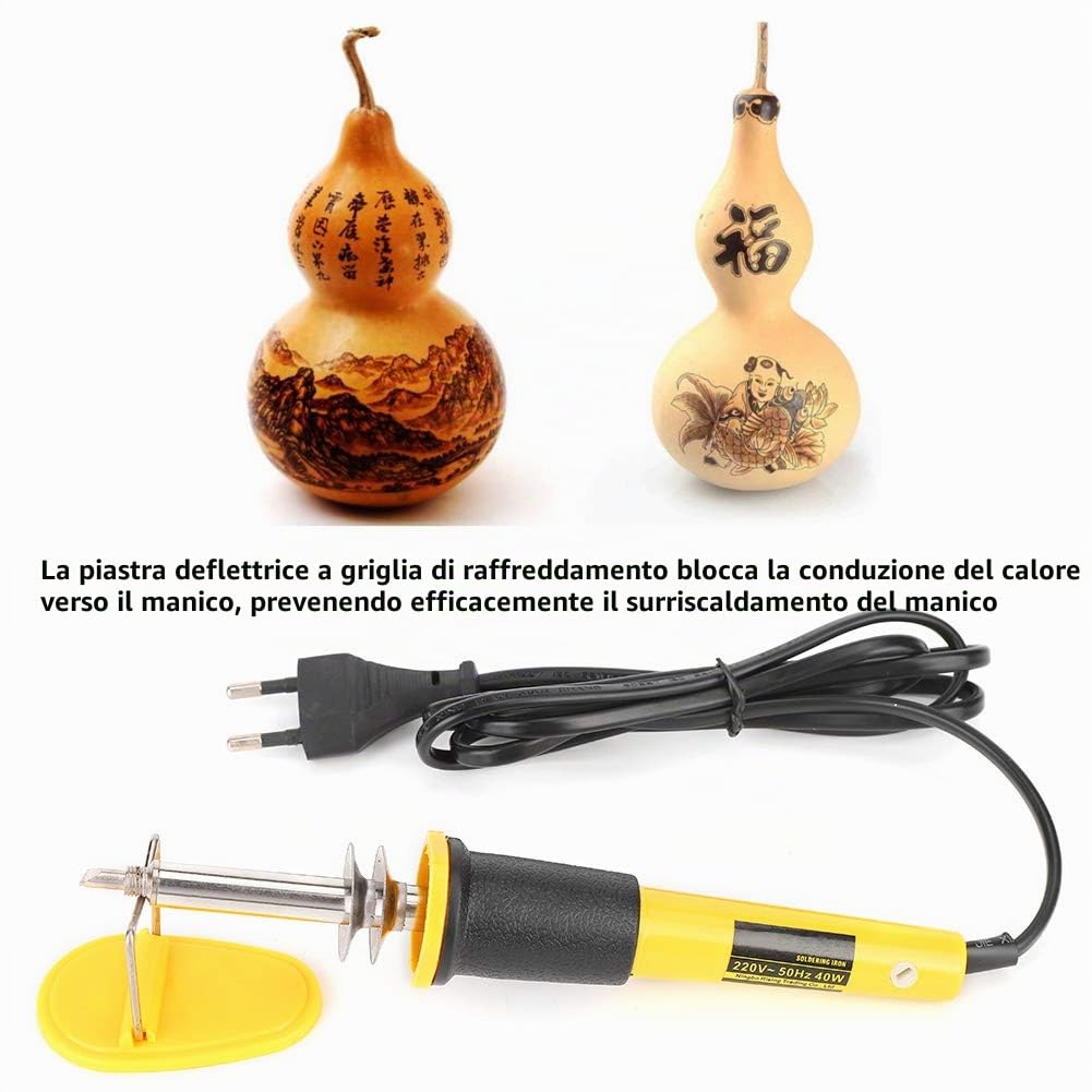 Kit di penna per pirografia in legno Penna per pirografia in pelle Artigianato in legno Stufa a legna elettrica Strumento in pelle Spina UE 220V 40W per scultura, saldatura, goffratura, artigianato di