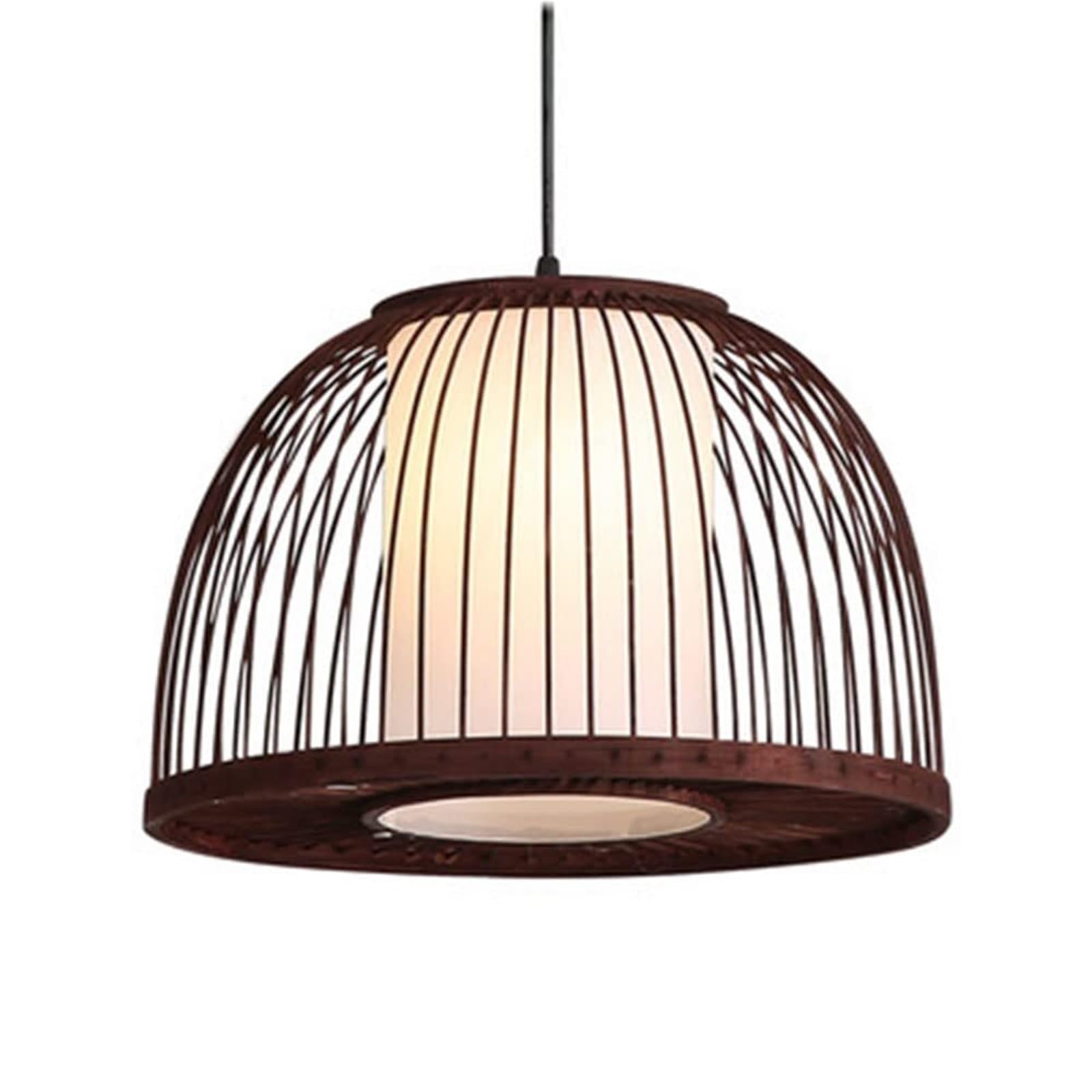 KHUKHU Rattan Art Ceiling Hanging Lamp Retro Single Light Pendant Light Corridor Bamboo Lantern Ceiling Light Pendants Fixture Light Rattan for Teahouse Dining Room(B,40cm/15.7in)