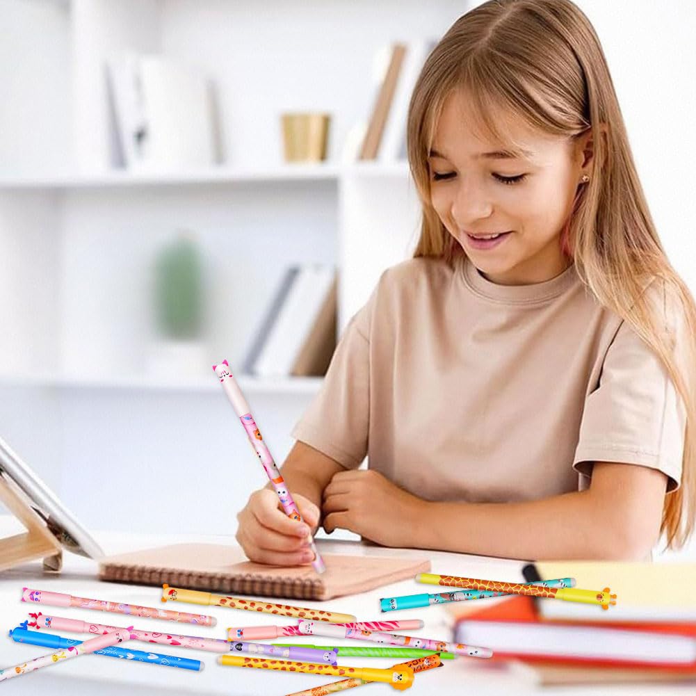 HTGWCG Set di Penne Gel Cancellabili, Penne con Inchiostro Cancellabile Termosensibile, Nero, Rosa, Verde, Rosso, Cancella Senza Consumare il Foglio, Punta 0,7 mm (B)