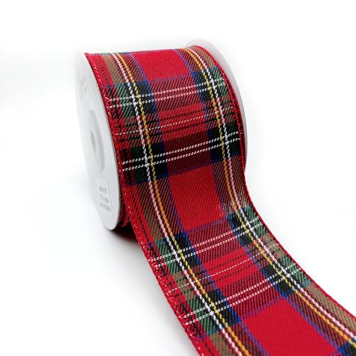 Designer'S Shop Wr 63-5187 Holiday Tartan Plaid Wired Ribbon 2.5' X10 Y