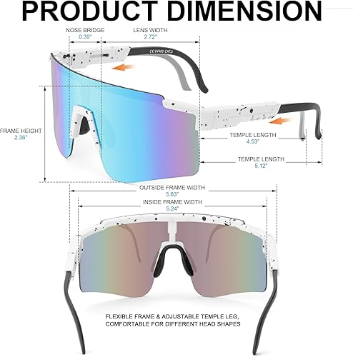 Miniatura 2 de ROIBEAO Gafas de ciclismo profesionales para hombres y mujeres, gafas de sol deportivas con protección UV para béisbol, ciclismo, correr, conducir,
