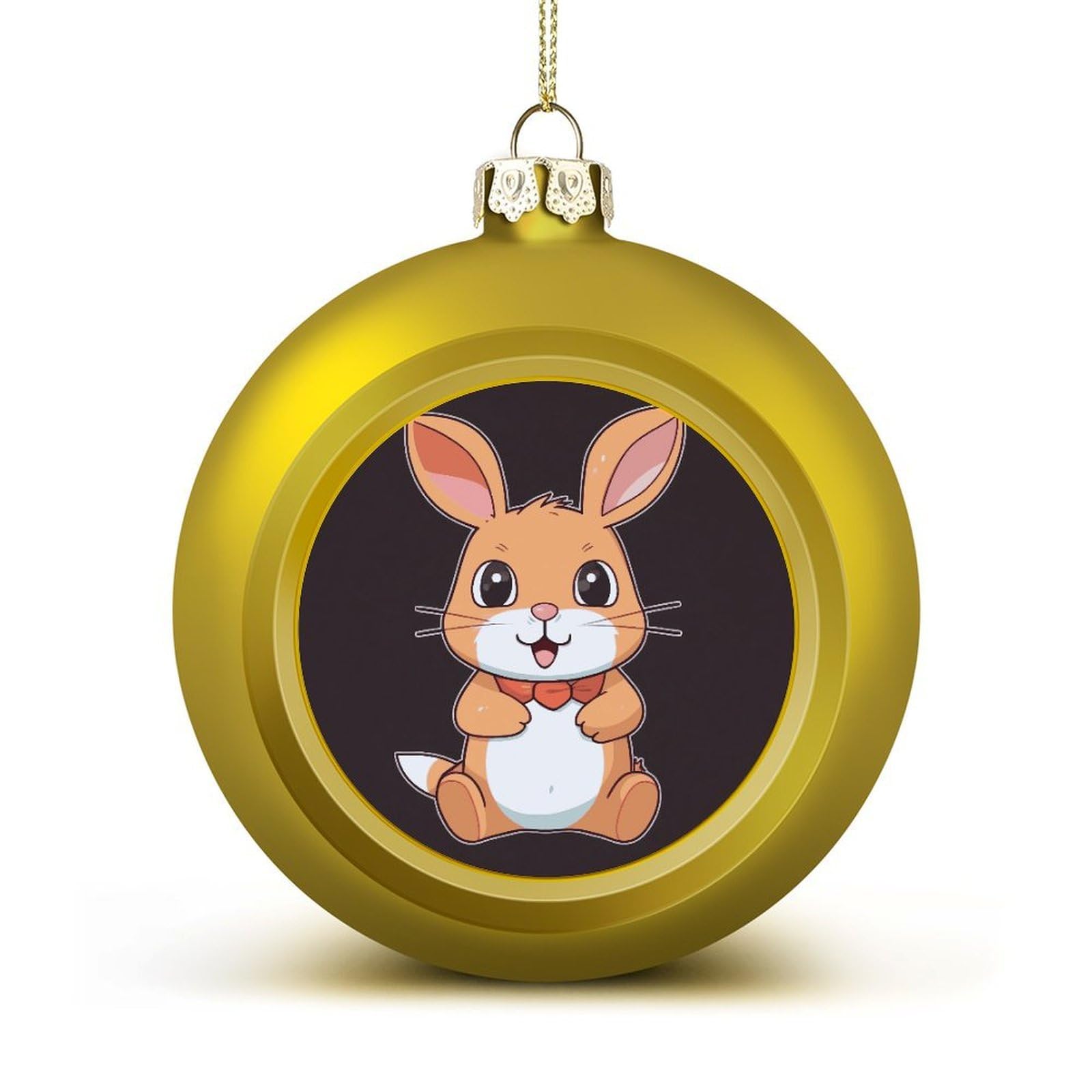 Cute Cartoon Rabbit Christmas Balls Ornaments for Xmas Christmas Tree 1.6" Hanging Shatterproof Xmas Balls Hanging Decor Pendants for Holiday Party Outdoor Indoor DIY Craft Supplies