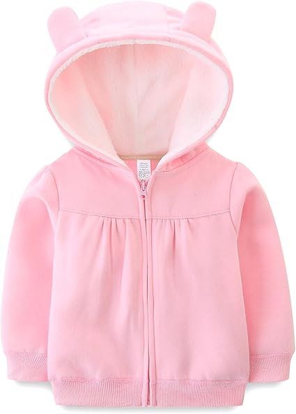 Baby Boy Girl Clothes Zip-Up Hoodies with Sherpa Lining Spring Fall Outerwear Coat