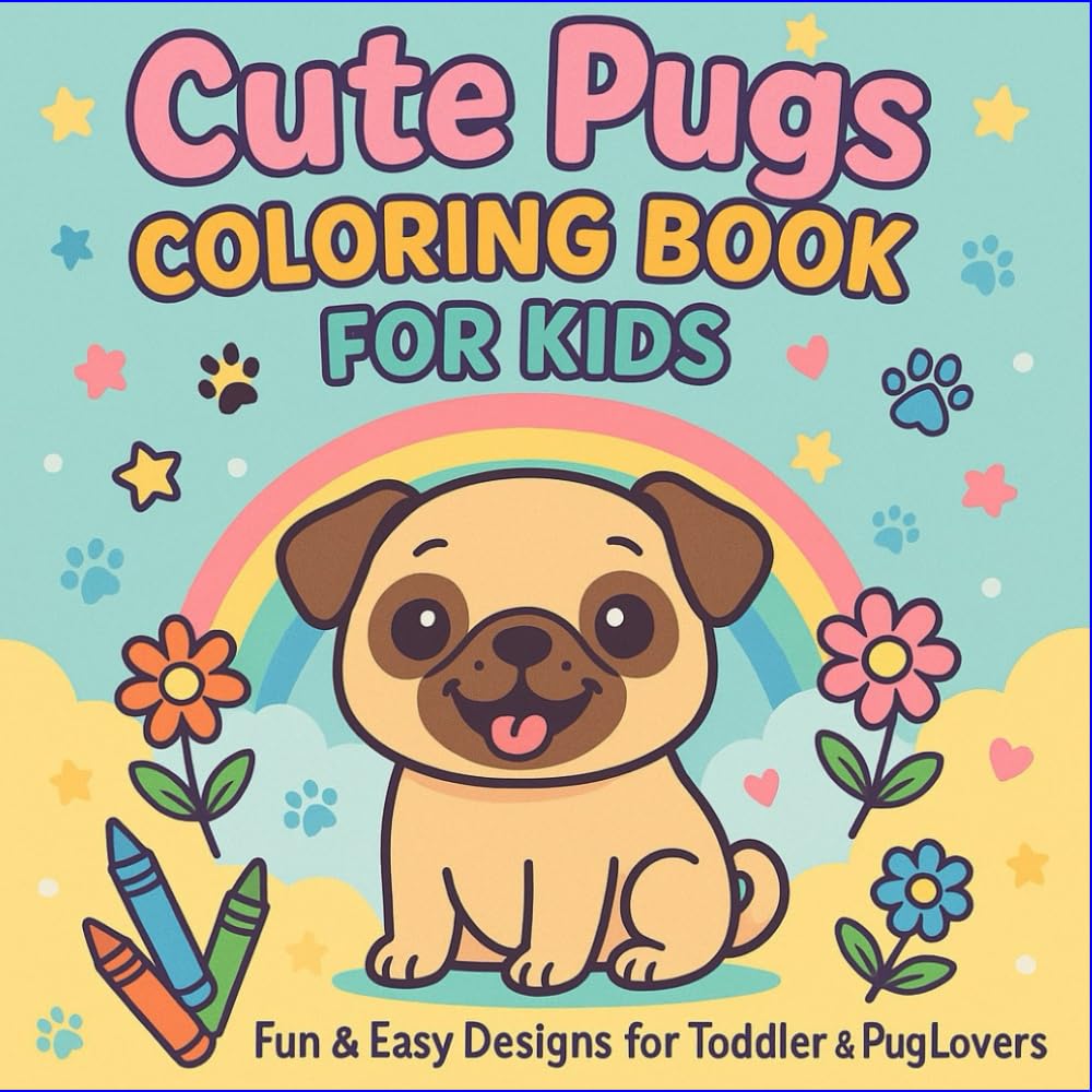 Cute Pugs Coloring Book for Kids: Fun & Easy Designs for Toddler & Pug Lovers