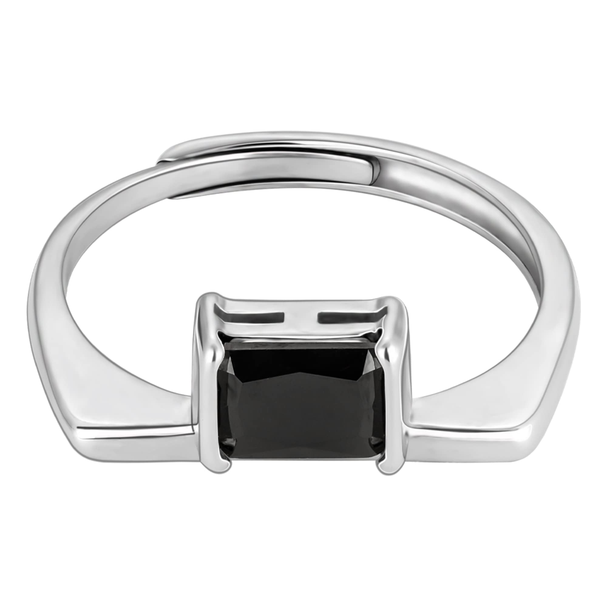 925 Silver Black Square Ring, Adjustable Gifts for Girlfriend, Gifts for Women & Girls| With Certificate of Authenticity and 925 Stamp | 6 Month Warranty*-image-27