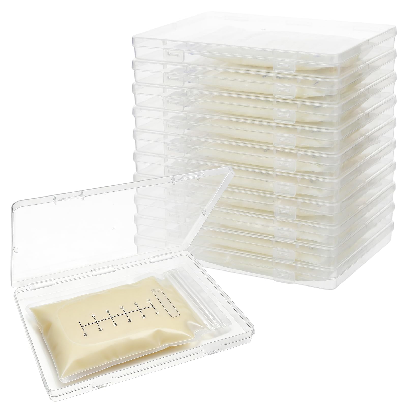 Photo 1 of 10-Pack Clear Flat Breast Milk Freezer Storage Organizer - 7.4"x5.1" Reusable Flattening Tray, Large Capacity Space-Saving Breast Milk Freezer Storage Kit for Organization Freezer Bag
