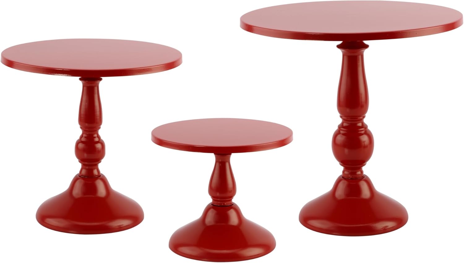 Set of 3 Blue Cake Stands, Metal Round Cake Holder Dessert Pie Pizza Display Stand 8" 10" 12" Serving Tray Decoration for Wedding Celebration Party Birthday Baby Shower