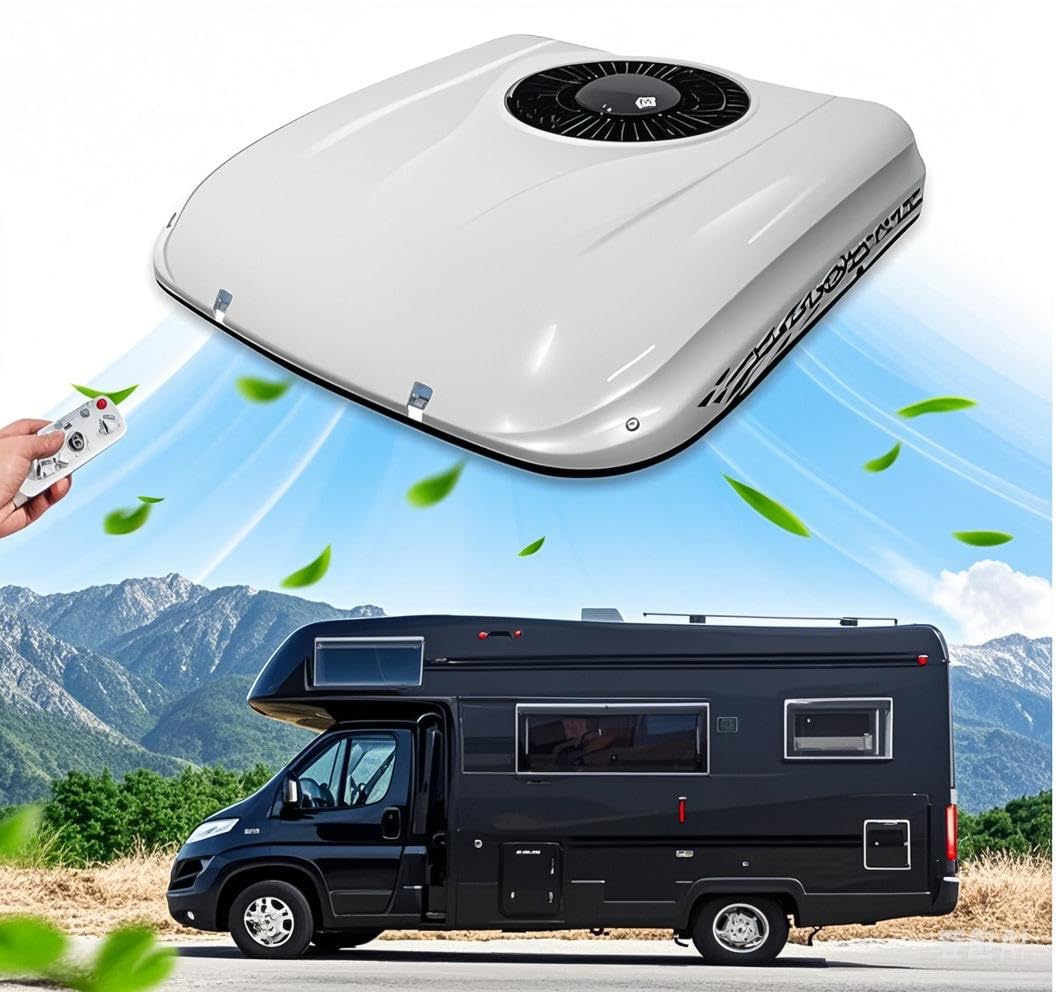 SXHEYUY Aria Condizionata 12V/24V - Sistema di Refrigerazione a Bassa Rumorosità per Tetto Camion, Bianca