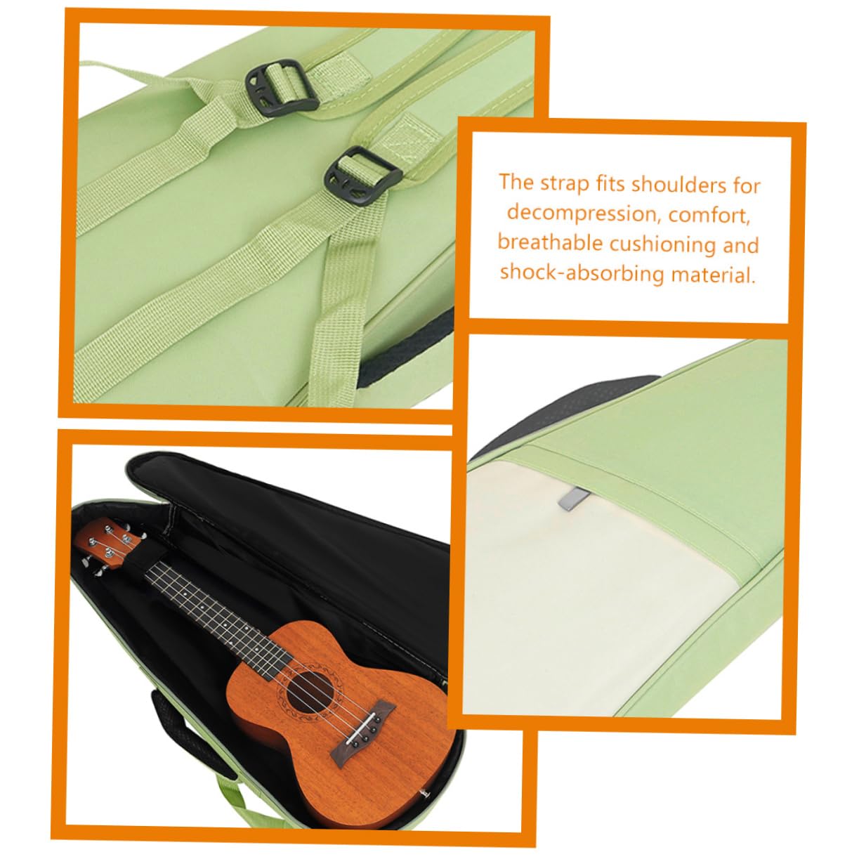 Generico Custodia Per Ukulele 23 Pollici Borsa Imbottita Oxford Trasporto Facile Per Musicisti Adatta Per Ukulele a 65 Cm Design Pratico Tracolla Comoda