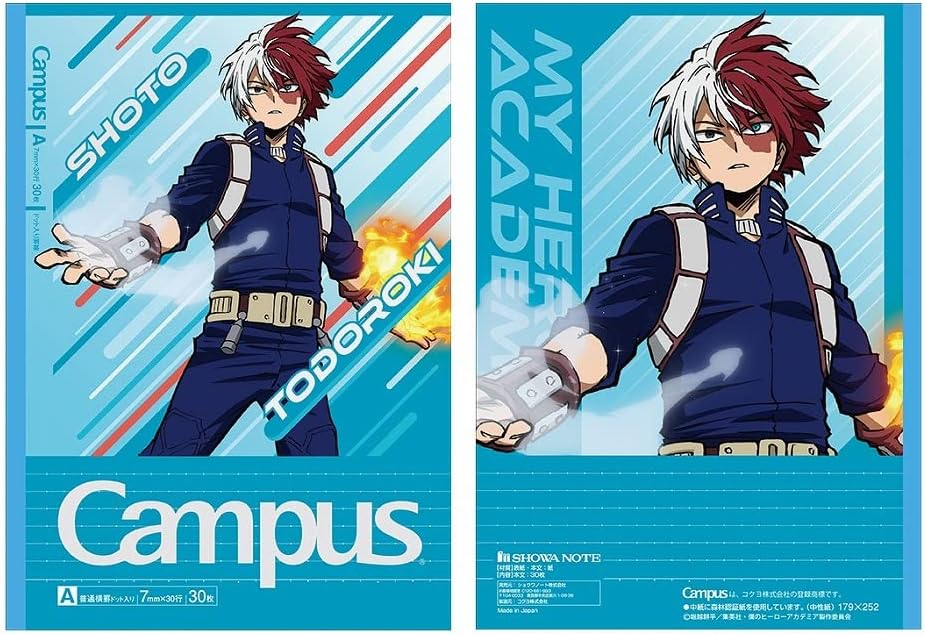 サンスター文具(Sun-Star Stationery) Showa Notebook, My Hero Academia Notebook, Campus Notebook, Pack of 5, A Ruled, 119590001