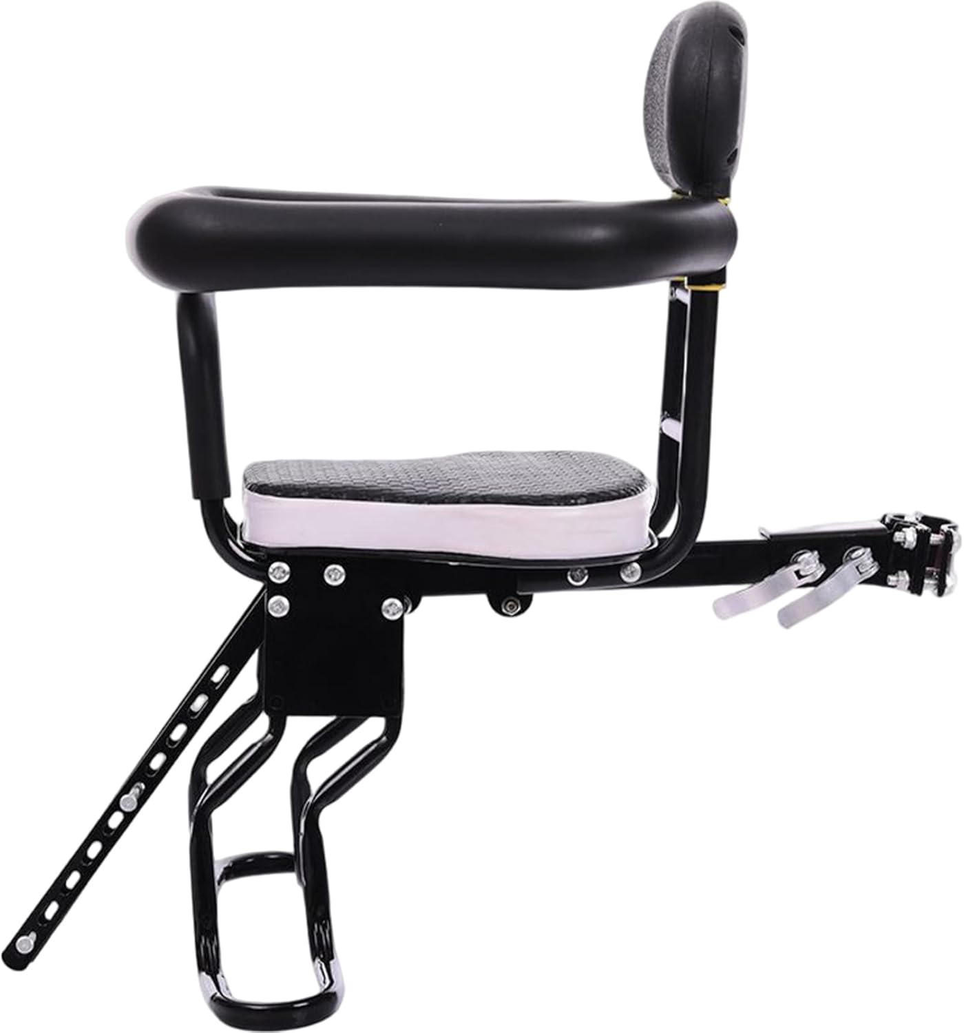 Bike Seat for Kids Front Mounted Toddler Bike Seat Easy to Install with Back Rest, Foot Pedal, Quick Realease Attachment for Children 2-5 Years.