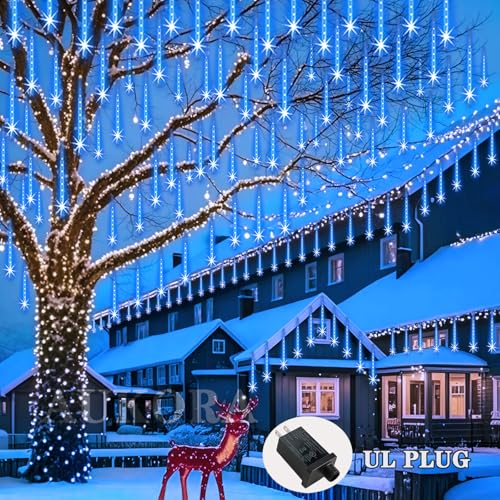 [Prime] 26.9-ft Aukora 8-Tube Blue LED Meteor Shower Rain Lights (192 LEDs, 30cm Tubes) - image 3