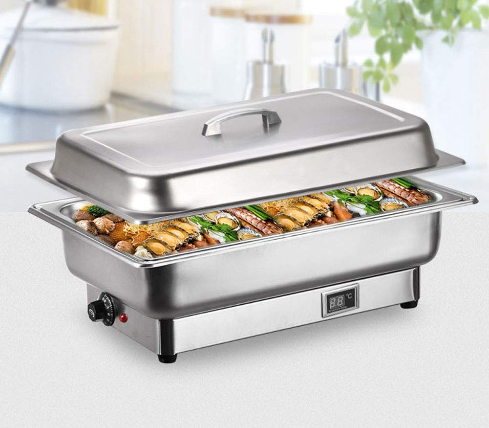 Plat-Réchaud Set, Chafing Dish Chauffe Plat Traiteur Electrique Acier Inoxydable la Chaleur Conteneur Buffet Chauffe-Pain pour Jardin Fêtes Buffet Restaurant d’hotêl
