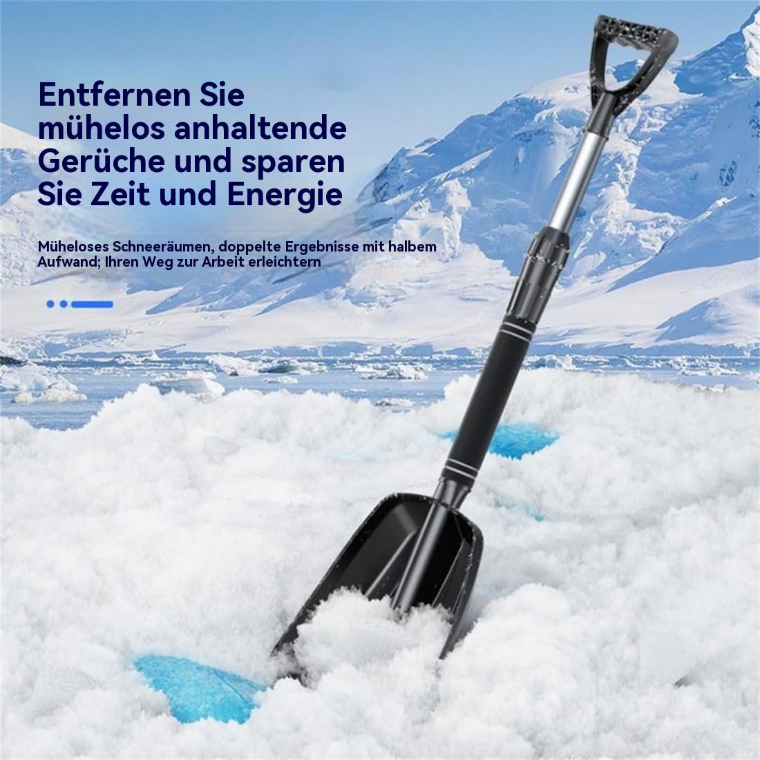 3-in-1 Edelstahl Schneeschaufel abnehmbar – Klappbare Schneeschippe mit Eiskratzer & Besen, kompakt für Auto, Winter, Outdoor, Camping, Notfall