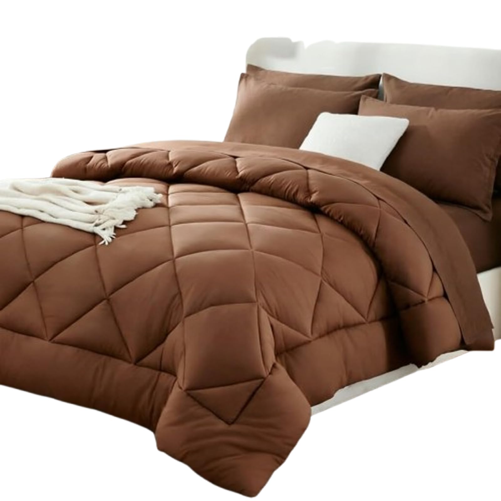 YanGoy Pleene Duvet and Cover in One with 2 Pillowcases (Brown,230 * 230cm)