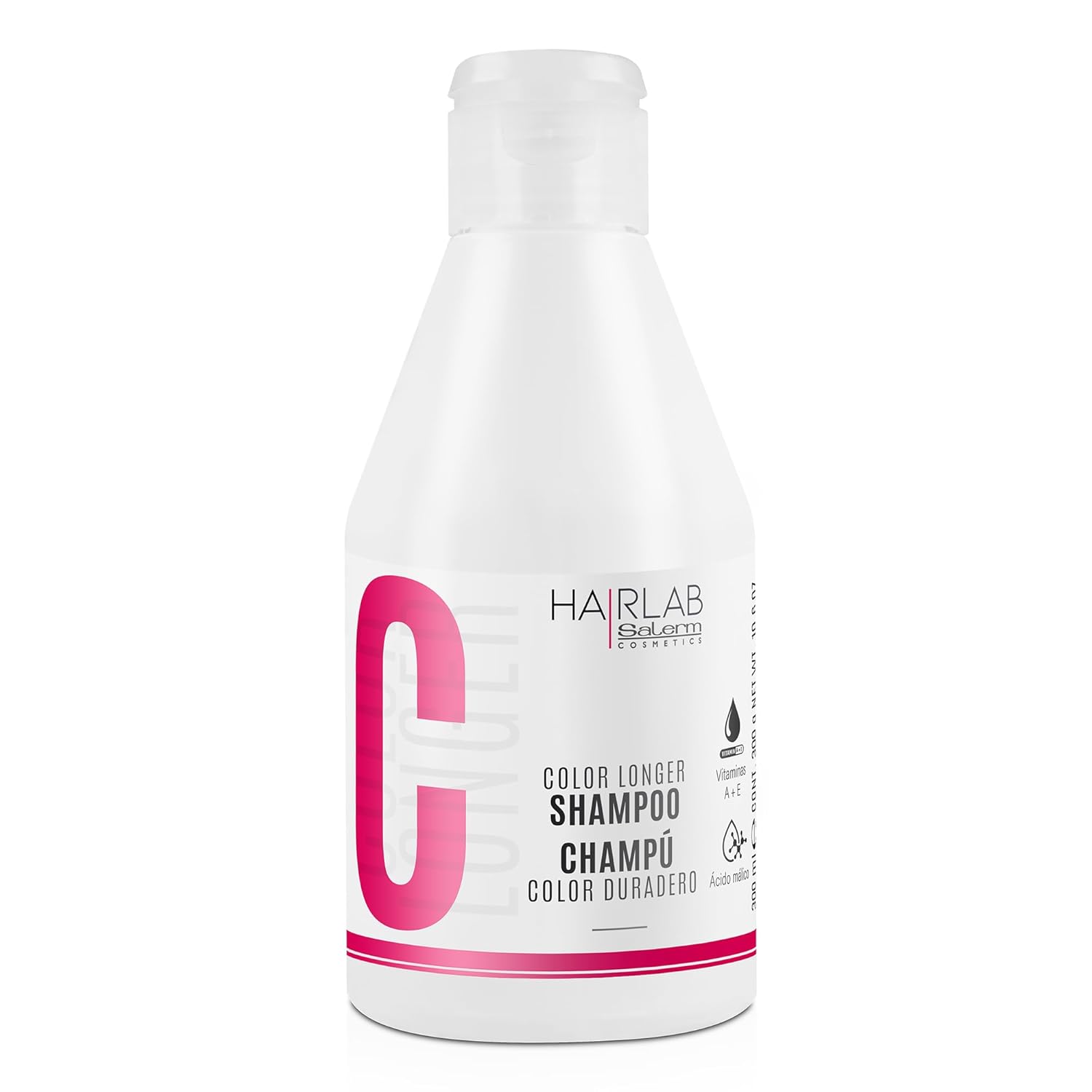 Salerm - Shampoo for Colored, Bleached, or Gray Hair - Color Longer Hair Lab Shampoo - 300 ml - With Provitamin B5 and Vitamins A and E - Seals and Maintains Color - Sulfate-Free and Paraben-Free