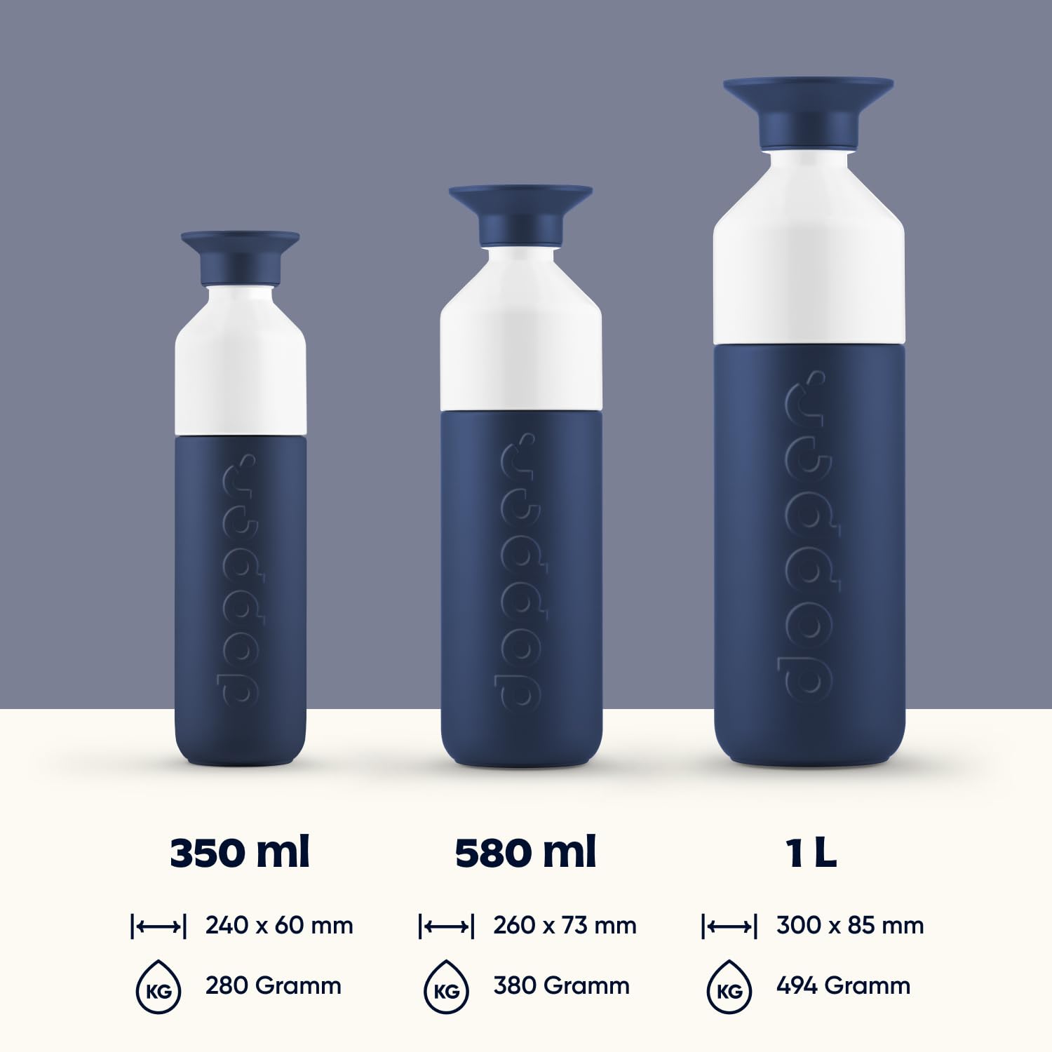Personalisierte Dopper Insulated Thermosflasche - Edelstahl Trinkflasche - Thermobecher für Kaffee, Tee - Doppelwandig, auslaufsicher, hält 24h kalt / 9h heiß (Breaker Blue, 580 ml)