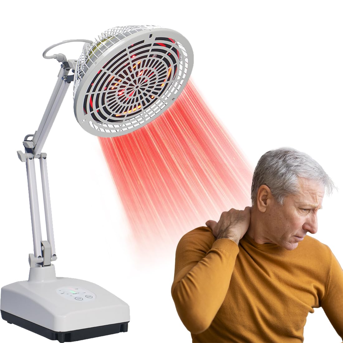 Lámpara de calor infrarroja de 300W, lámpara de luz roja TDP, ángulo y potencia ajustables, dispositivo de terapia para aliviar la tensión en la espalda, hombros, rodillas y cuello