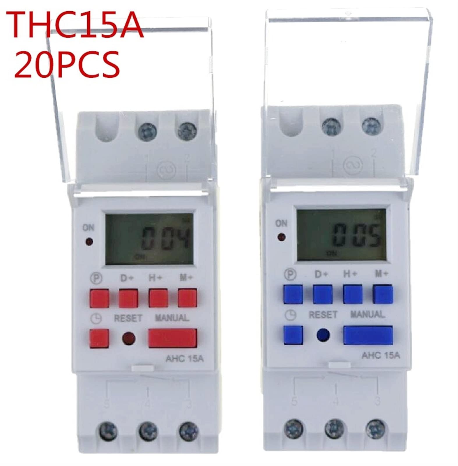 EZZON THC15A DIN-Schienen-Timerrelais, Zeitschalter, wöchentlich programmierbar, elektronischer Touchschalter, Klingelringgerät (Farbe: Rot drücken, Größe: 12 V DC)