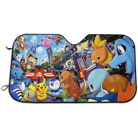Amazon カーサンバイザーポケモン 8 カーフロント 車用サンシェード ィー フロントガラス用 吸盤 遮光 Uvカット 紫外線対策 日焼け防止 折り畳み 日除け 車用品 車中泊 チ車の窓日除け車 フロントガラス用 サンシェード 車 バイク
