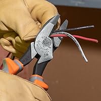Vista 6 de Klein Tools 2139NERINS 1000V Insulated Side Cutter Pliers, Made in USA, High Leverage Design, Induction Hardened Knives, 9-Inch