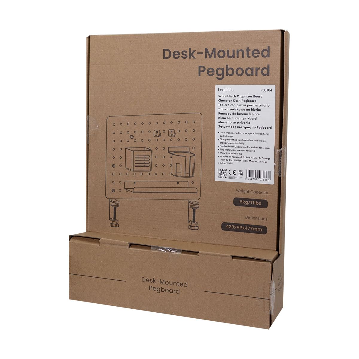 LogiLink PB0104 - Organizer per pannelli forati per scrivania, distanza tra i fori 32 mm