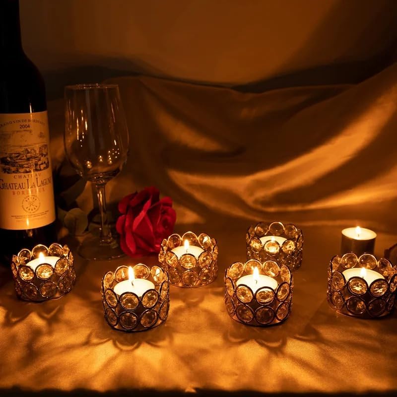Image of Easyera Beautiful Lotus Tealight Holder Candle Stand Metal Home Decoration Festival Occasions Diwali (Not Include Glass Candle) Golden Pack (Pack of 4 (Golden) Crystal Candle Holder Tealight)