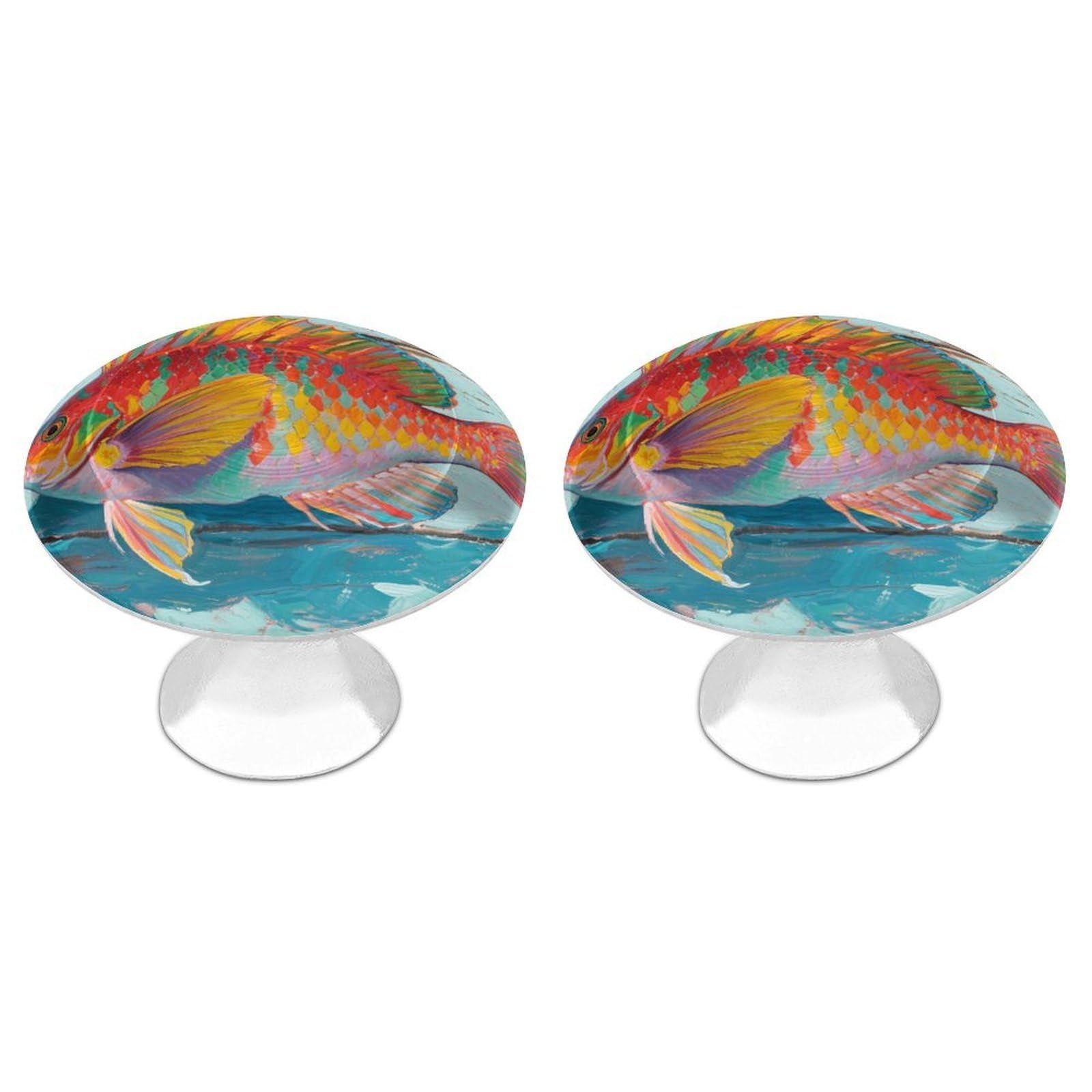 DWVTSLH Fish Cabinet Handles 2 Pack Stainless Steel Kitchen Drawer Pulls with Installation Screws Round Dresser Drawer Knobs 1.1 Inch Modern Cabinet Hardware Door Handles