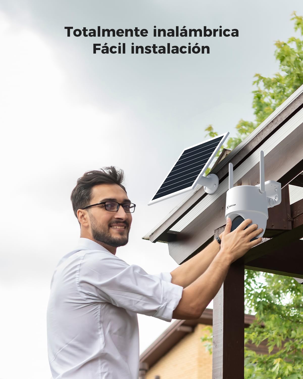 COCOCAM 24/7 Grabación AOV 4G LTE Camara Vigilancia Exterior Solar Sin WiFi, 15000mAh Batería 8W Panel Solar, 2K PTZ, Detección IA, Seguimiento IA, Visión Nocturna 30 Metros, eSIM Incluida (NO WiFi)