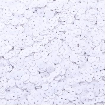 20g Flat Round Sequin, 4mm PVC Loose Hole Sequins for Sewing DIY Craft Ornaments Accessories, White