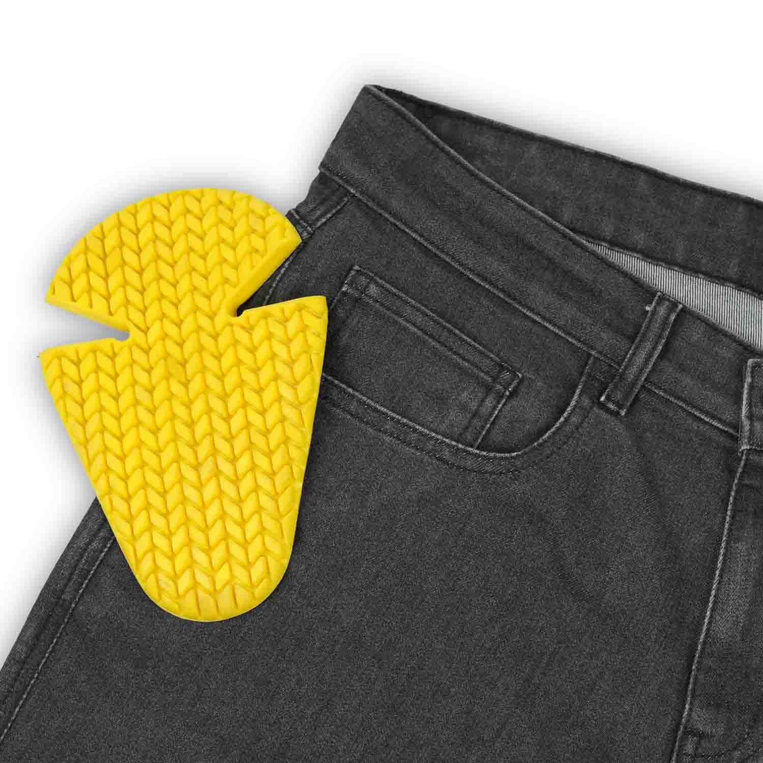 Leatherick Herren CE-zertifizierte Schutzjeans aus Denim – Einlagige Jeans, strapazierfähige Motorradjeans mit Knie- und Hüftprotektoren