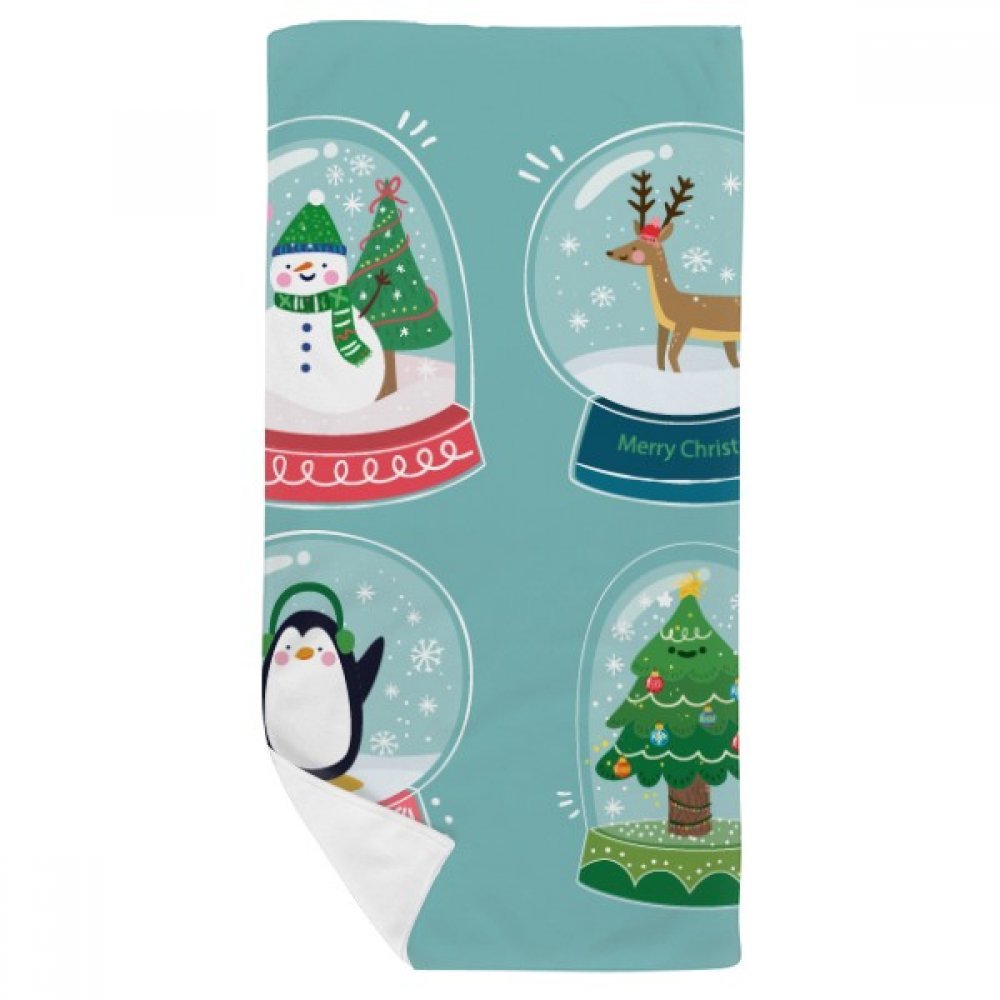 Gant de toilette Joyeux Noël motif bonhomme de neige serviette de bain