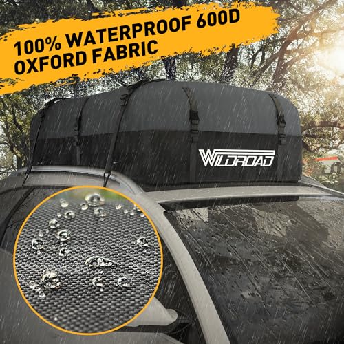 Wildroad WR-RB-NJB-21 Rooftop Cargo Carrier Bag, Wildroad 21 Cubic Feet 600D Ultra Anti-Tear Fabric Waterproof Car Roof Bag, Soft-Shell Roof Bag With Storage Bag thumb #4
