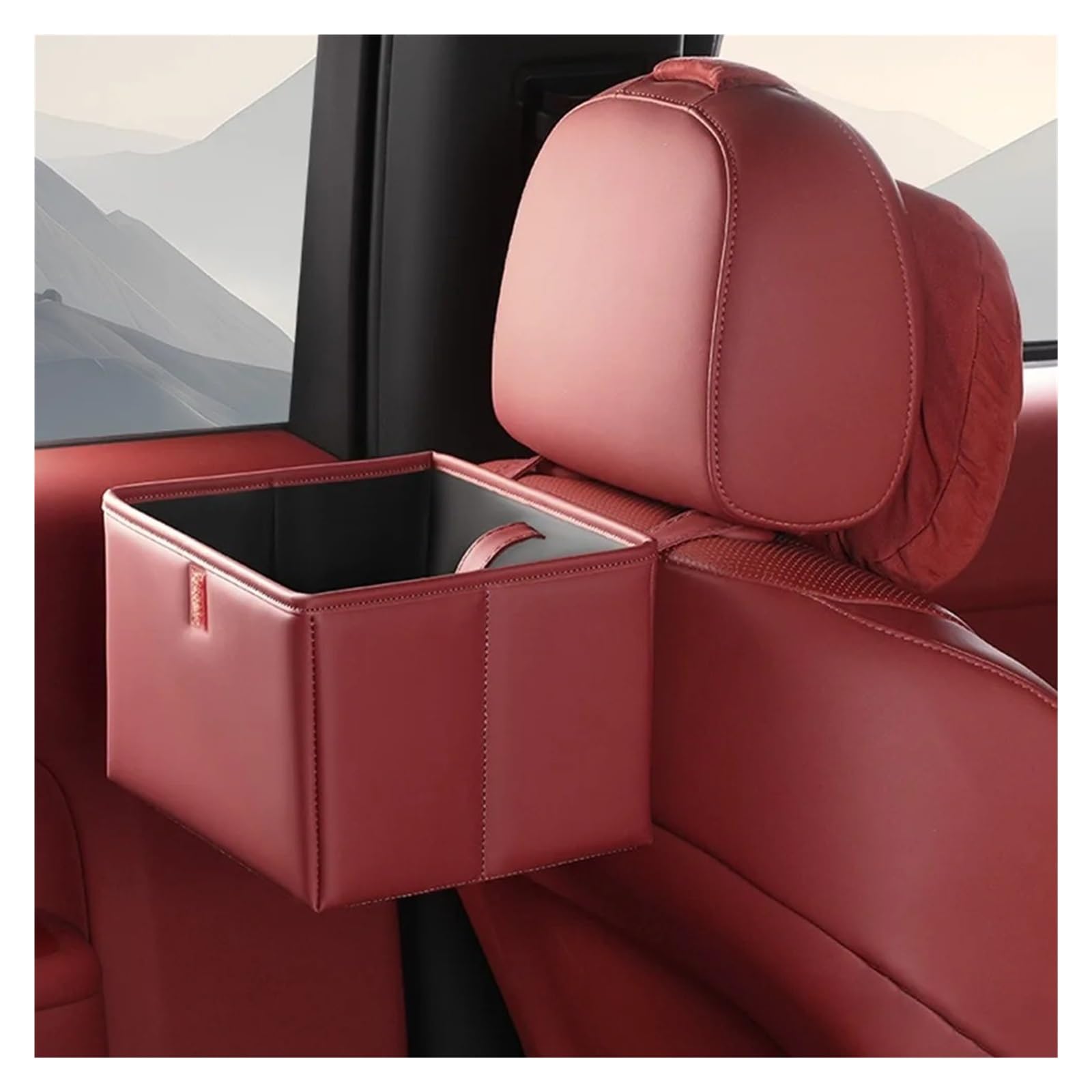 Poubelle Voiture Poubelle Voiture Pliable Cuir Boîte Rangement Étanche Suspendue pour Siège Mini Poubelles Voitures