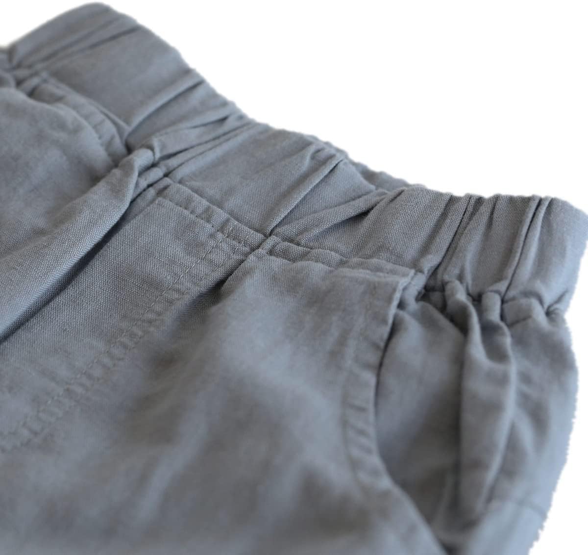 CUNYI Boys' Linen Pull-On Jogger Pants Solid Color Casual Pants