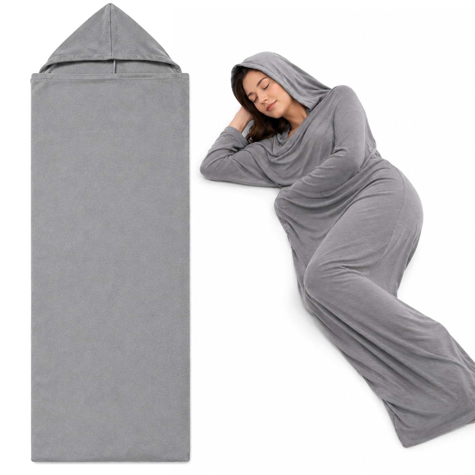 Grey Ultra Thin Full Body Sleeping Pod, 170 x 40 cm Sleep Sack for Bedtime