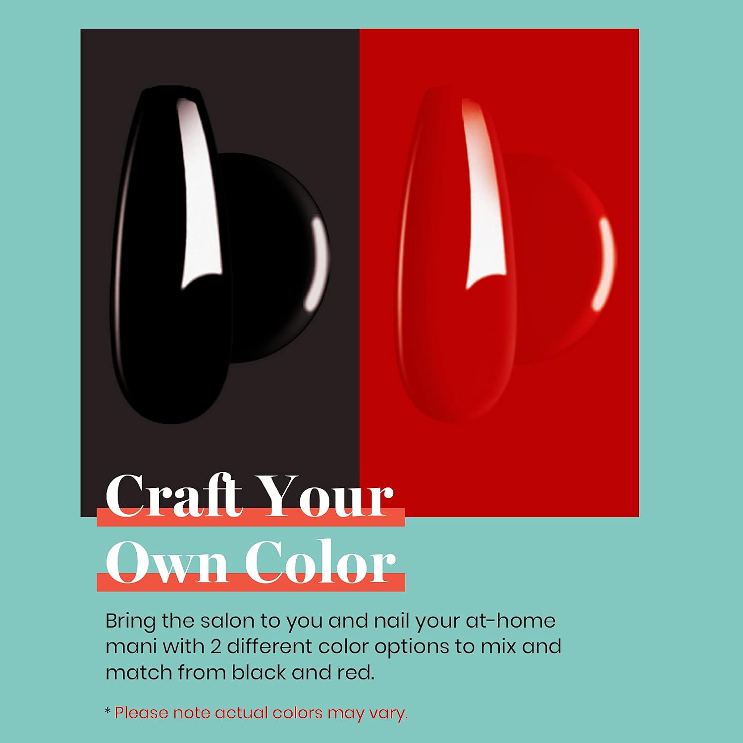 Beetles Gel Nail Polish Kit- 4Pcs 7.5Ml Black Red Colors with No Wipe Top Coat and Base Coat Gel Polish Set, Shine Finish and Long Lasting, Soak Off LED Nail Gel Manicure DIY Nail Salon
