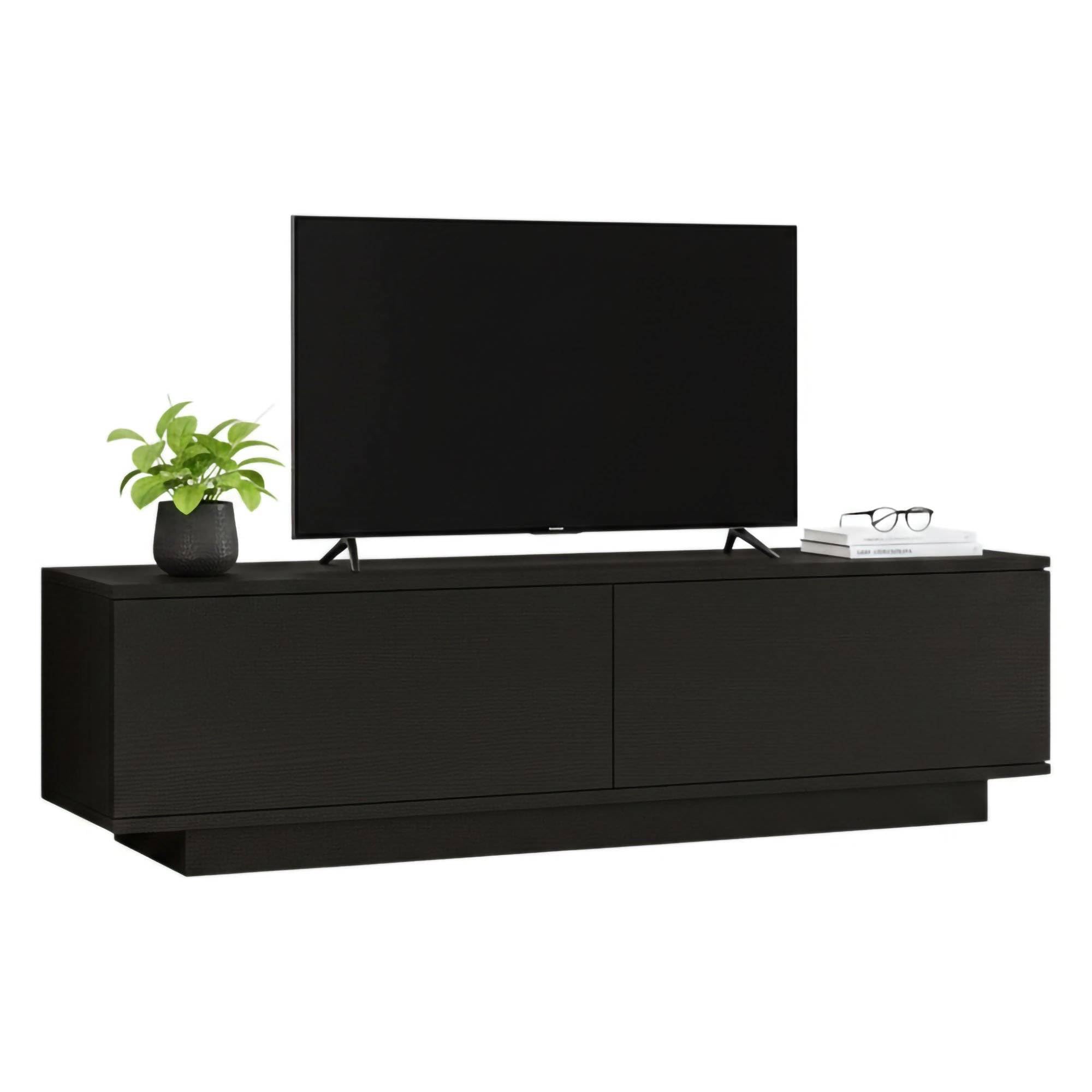 Dmora - Mobile porta TV Zaur, Credenza da soggiorno, Armadio basso per TV, Base parete attrezzata, 140x36h38 cm, Nero