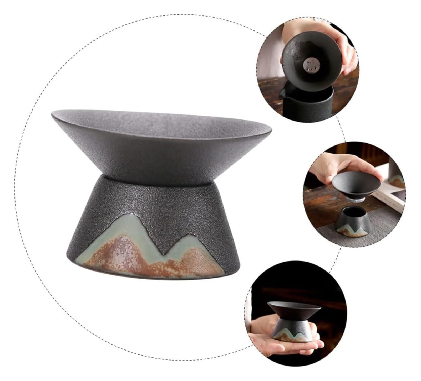 Tee-Ei Tasse Teetasse 3 Stück Teefilter Teesieb Kung Fu Tee-Ei Keramik Tee-Ei Chinesischer Perkolator Kaffeefilter Tee Steeper Kleine Kaffeefilter Keramik Handwerk Teefilter Tee Kaffee (