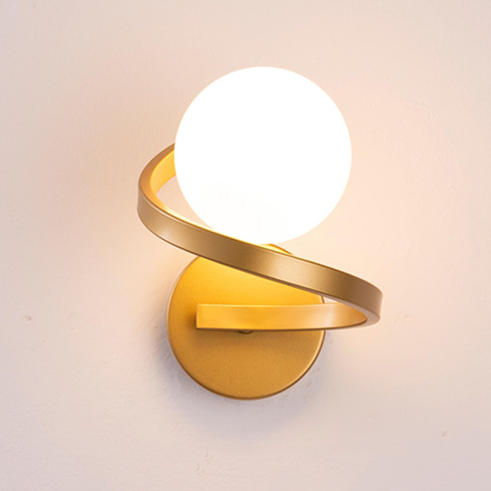 LAI HO Modern LED Wall Lights Indoor, Milky Glass Ball Wall Lamp,Spiral Design Wall Sconce Lights, Wall Mount Light Fixture for Living Room Bedroom Hallway Indoor