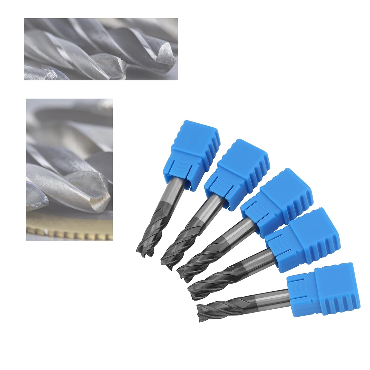 5pcs 4 Flute End Mill CNC Milling Cutter 6mm Diameter x 50mm Length for Metal for Milling Holes and Grooves 1/4” end Mill bit CNC 6mm Carbide endmill Square Nose
